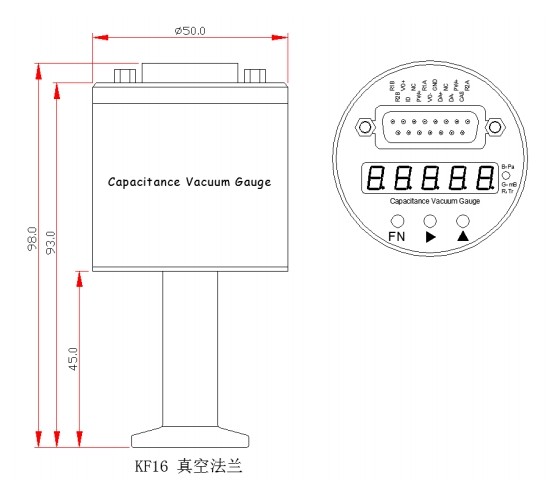 CFG500系列薄膜電容真空規(guī)尺寸