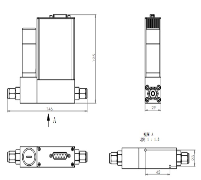 模擬型微小氣體質(zhì)量流量計(jì)尺寸